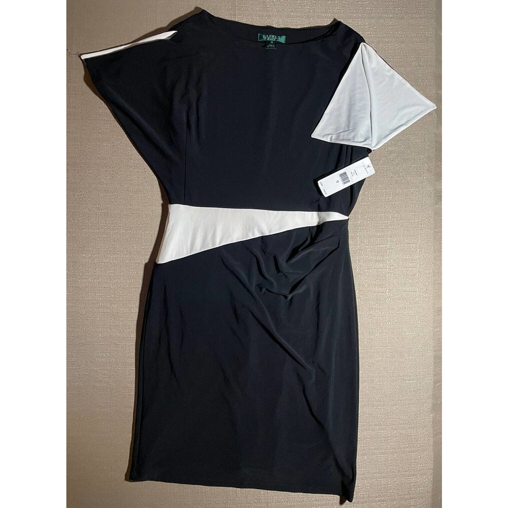 LRL Ralph Lauren VINTAGE NEW WITH TAG Women’s 12 Black Dress White Orig $139